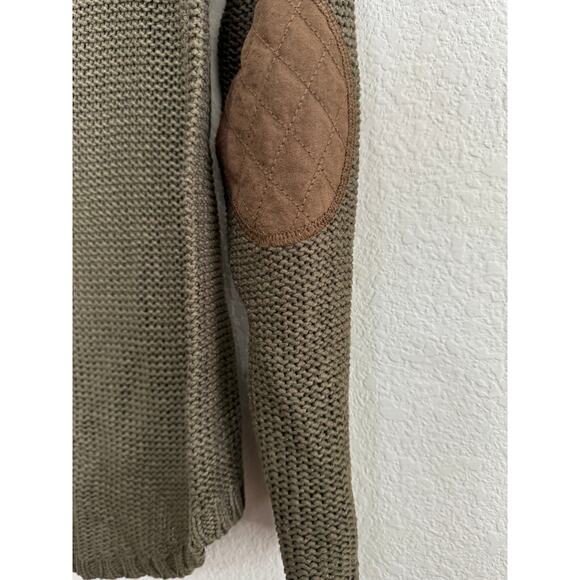 Women's Knitted Green V-Neck Sweater with Suede Elbow Patches XS - Picture 10 of 11